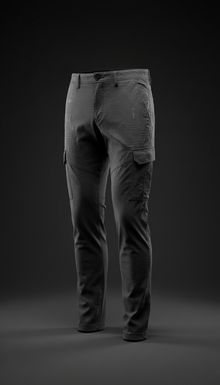Pantalón cargo ajustado gris oscuro detalles discretos