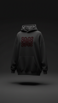 Sudadera oversize negro mate gráfico burdeos profundo